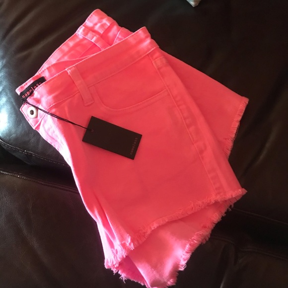 Flourscent Pink Denim Shorts - Picture 6 of 9